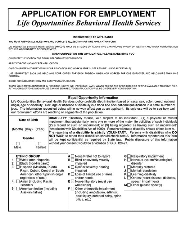 Download Employement Application
